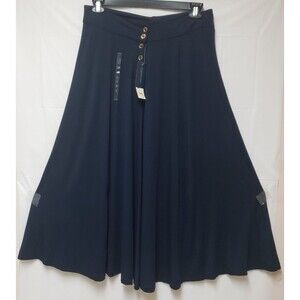 Women’s Jones New York Soft Jersey Knit Navy Blue A-Line Flowy Skirt Size L NWT